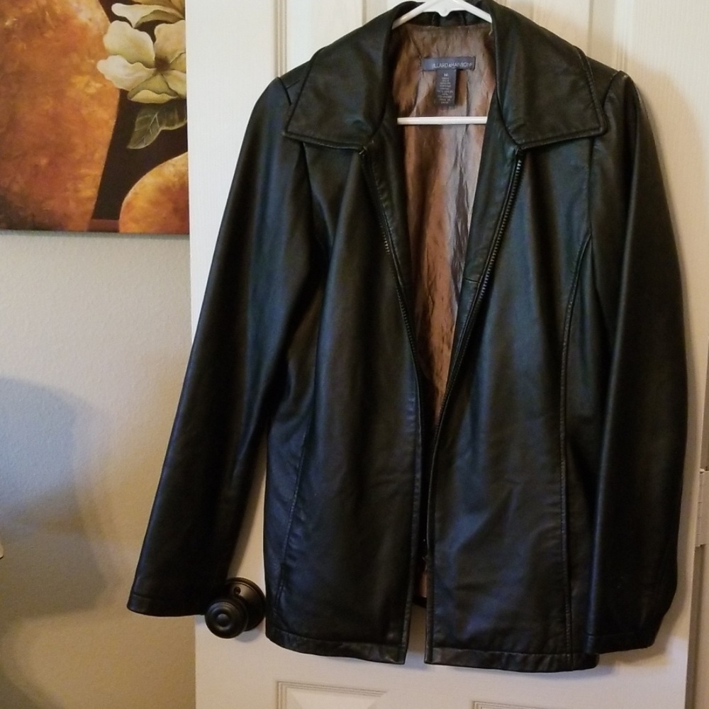 2000s black leather jacket